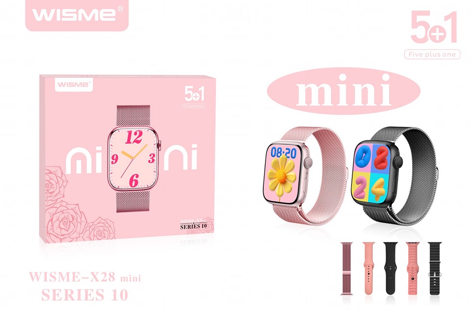 BİLİŞİM BURADA X28 Mini Series 10 Akıllı Saat 5 Kayışlı, Kablosuz Şarjlı, Şık Tasarım, Hızlı Kargo